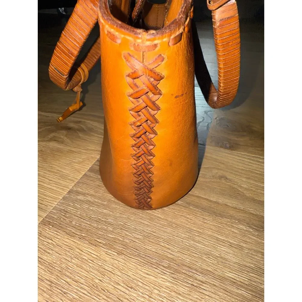 FOSSIL vintage bamboo leather bag